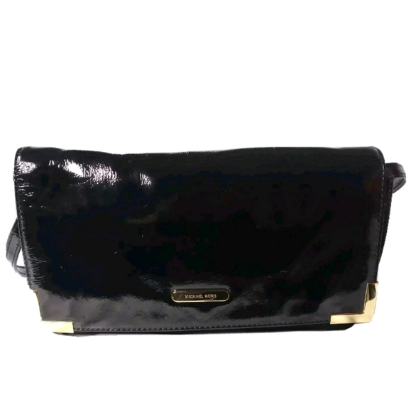 Michael Kors Beverly Clutch Purse Black Leather Handbag - Picture 1 of 8